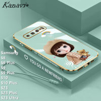 หมวกเคลือบหรูหรา Kanavi สาวเคสโทรศัพท์ยางนุ่มสำหรับ Samsung Galaxy S8 S8บวก S9 S9บวก S10 S10บวก S23 S23บวก S23โทรศัพท์ที่ทันสมัยมากและทนทาน