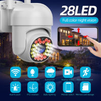 Yuchen กล้อง IP Wi-Fi 360องศา2MP 28LED สีเต็มรูปแบบไฟสองดวงการมองเห็นได้ในเวลากลางคืน HD 1080P พาโนรามากล้องวงจรปิด IP66กลางแจ้งกันน้ำ