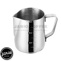 Jario เหยือกตีฟองนม มีขีดวัด สีเงิน 350ml/600ml พิชเชอร์ ถ้วยตีฟองนม มีมาตรวัด สเกล Stainless Milk Pitcher with Scale