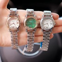 Fashion new womens watch pointer type Roman surface flowing diamond quartz waterproof steel belt all-match models