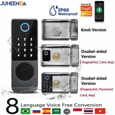 【YF】 Tuya Smart Lock Waterproof IC Card Remote Control Digital Keypad Electronic Outdoor Wifi Fingerprint For Home Garden Gate