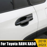 สำหรับโตโยต้า RAV4 XA50 2019 2020 2021 2022 2023 RAV 4ไฮบริด ABS คาร์บอนมือจับประตูรถชามปกป้องกันตัดกรณีสติกเกอร์