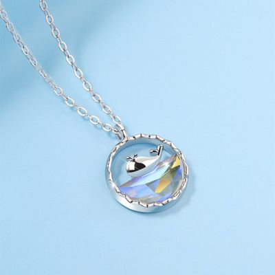 JDY6H Silver Color whale necklaces for Women magic color blue sea Pendant clavicle chain ocean series Fashion  Jewelry