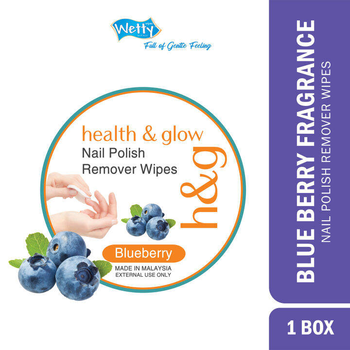 H&G Nail Polish Remover Wipes Blueberry/Aloe Vera/Lemon (1 Box) Lazada