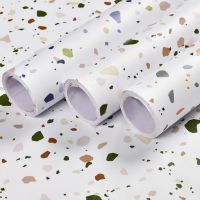 [HOT IOSWKLXWIOGH 626] Terrazzo สีทึบกันน้ำวอลล์เปเปอร์กาวตนเองสำหรับห้องนั่งเล่นเด็กห้องนอนตกแต่งไวนิลตู้ครัวกระดาษติดต่อ