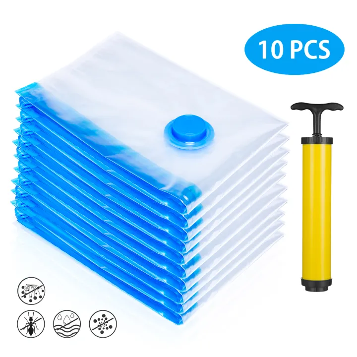 10pcs Vacuum Storage Bags Compression Sealer Reusable With Free Hand Pump For Travel Space 10pcs Vacuum Storage Bags Compression, Vacuum Storage Bags For Duvets And Pillows