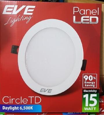 โคมดาวน์ไลท์ หน้ากลม อีฟ LED Panel 15w เดย์ไลท์ หรือ วอร์มไวท์ EVE Downlight 1ชุด
