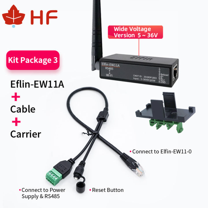 HF Elfin-EW11A-0 5~36V Wide Voltage External Antenna Wireless Networking Devices Modbus TPC IP RJ45 RS485 to WIFI Serial Server