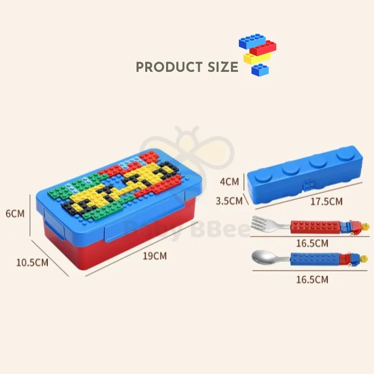 Colorful Blocks Splicing Lunch Box Portable Sealed Children