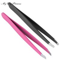 【LZ】✕♛  Stainless Steel Eyebrow Tweezer Set 9.6cm Slant Tip Point Tip Flat Tip Rose Red Black Tweezers For Hair Removal Freeshipping