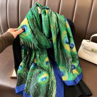 【CW】 Luxury Brand 2023 Silk Scarf Large Shawls Pashmina Hijab Foulard Echarpe Design Print Beach Stole Scarves