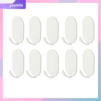 YESMILE 10 Pcs สีขาวขาว ของตกแต่งห้องน้ำ สีอบขนม เหล็กคาร์บอนสตีล ตะขอติดผนัง ง่ายต่อการใช้ ความจุแบริ่งที่แข็งแกร่ง ตะขอแขวนผ้าเช็ดตัว ห้องน้ำในห้องน้ำ