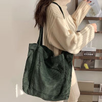 Corduroy Tote Bag Women Designer Handbags 2021 Shoppers Fashion Casual Minimalist Style Large Capacity Solid Color Shoulder Bags