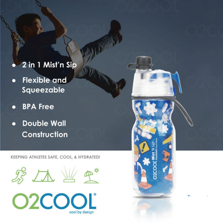 O2cool Elite Mist 'n Sip Water Bottle Blue