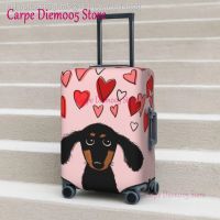 Cute Dachshund Puppy Dog With Valentine Hearts Suitcase Cover Vacation Animal Lover Strectch Luggage Case Cruise Trip Protection