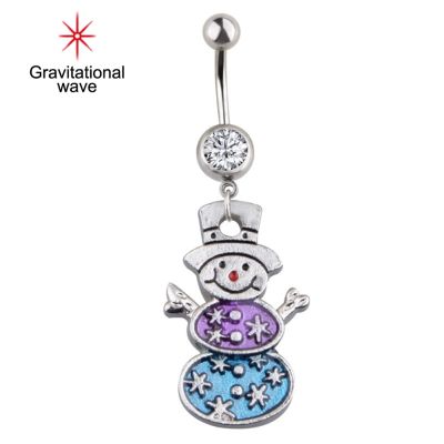 Gravitational Wave Christmas Navel Ring Belly Button Snowman Snowflake Pendant Piercing Jewelry