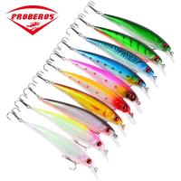 PROBEROS 1PC เหยื่อตกปลาน้ำเค็ม11Cm 13.77G Minnow ลอยน้ำล่อ3D ตา Bass เหยื่อ4 # Treble Hook Hard Lure ตกปลาเกียร์ Sotelo Lure DHM001