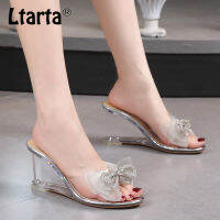 LTARTA 1098Series 68cm Heel 2022 Spring Jelly Wedge Heels with Crystal y Women Female Sandals for show Party Clear Heels LFD