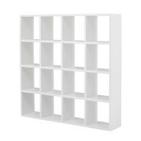 Wooden White 16 Grid Storage Rack 1: 12 Dollhouse Miniature Doll House Decor Shelves Display Wall Rack Bookshelf Dollhouse Furn