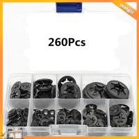 YEAHGIRL 260Pcs M2/M2.5/M3/M4/M5//M8/M10/M12 แหวนล็อคฟัน เหล็ก65Mn 9ขนาด Starlock washers Assortment KIT พร้อมกล่องเก็บของ สีดำสีดำ เครื่องล้างฟันภายใน เครื่องผลิตเครื่องจักร