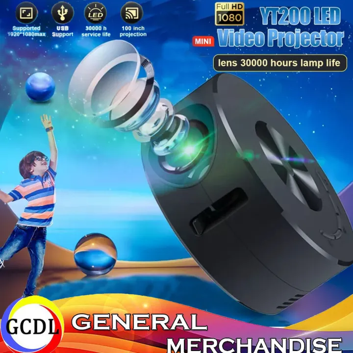 YT200 LED Mobile Video Projector Home Theater Media Player Kids Home