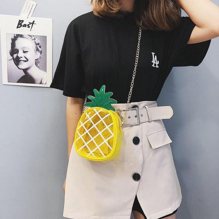 พร้อมส่ง-pineapple-crossbody-bag-กระเป๋าสะพายข้าง-ลายสับปะรดน่ารัก