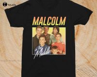 Malcolm เสื้อวินเทจคอกลมแขนลำลองขาสั้นพิมพ์ลายแฟชั่นเสื้อวินเทจยุค90จากร้านรายการทีวีระดับกลาง