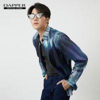 DAPPER เสื้อเชิ้ตแขนยาว Northern Light Print สีน้ำเงิน