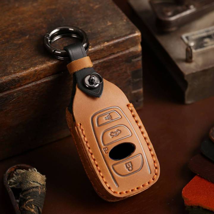 luxury-leather-car-key-case-cover-keychain-holder-pouch-for-subaru-forester-outback-legacy-fob-protector-auto-accessories-shell