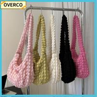 OVERCO ผ้าลายสก็อต กระเป๋าสะพายไหล่แบบสั้น สีทึบทึบ จุได้มาก ถุงใต้วงแขน น่ารักน่ารักๆ งานปัก กระเป๋าทรงเซซเชิล สำหรับผู้หญิง