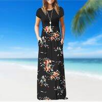 【HOT】☽❀ Dresses with Pockets Round Neck Pleated Waist Fashion European for Weekend Vacation