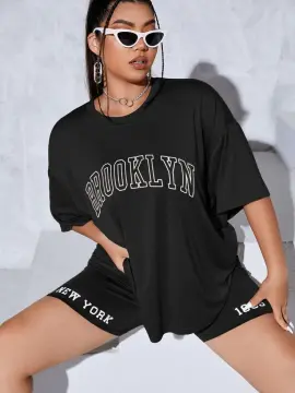 Black New York Slogan Oversized T-Shirt