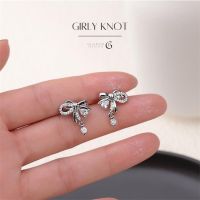 GLAMOR✨พร้อมส่ง ต่างหูเงินแท้ Girly Knot เท่น่ารัก ต่างหูเพชร cz ต่างหูแฟชั่น ตุ้มหูเงินแท้ ต่างหูผู้หญิง ต่างหูเกาหลี