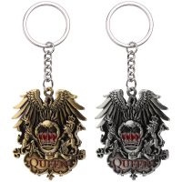 Queen Rock Band Keychain Antique Bronze&amp;silver Color Musician Queen Band Logo Pendant Keyrings Women Men Key Chains Holder Gifts Key Chains