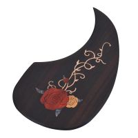 【cw】Wooden Guitar Pickguard Pick Guard for 40"; 41"; Acoustic Guitars Ebony Wood with Decorative Flower Pattern Ebony materialhot