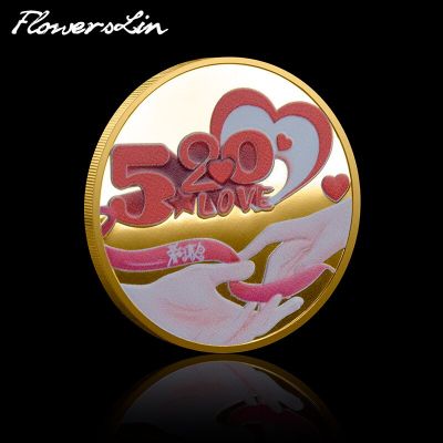 [Flowerslin] 520 I Love You Commemorative Coin Of Romantic Love Hand In Hand Loveheart Coin Souvenir Qixi Valentines Day Gift