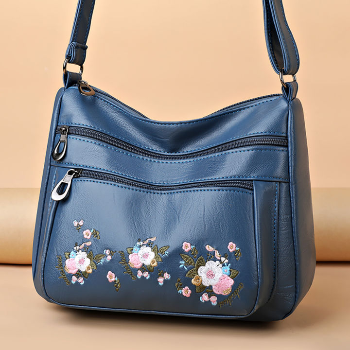 กระเป๋าถือเสี้ยวปักลายดอกไม้ผู้หญิง-กระเป๋าถือเดินทางลำลองผู้หญิงกระเป๋าเอกสาร
