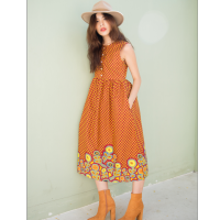 WINAWA METSA DRESS - African Sleeveless Midi Dress เดรส เดรสยาว เดรสแขนกุด เดรสลายแอฟริกัน เดรสลายดอกไม้ เดรสคอกลม เดรสบาน ชุดเดรส เสื้อผ้าผู้หญิง เดรสแฟชั่น