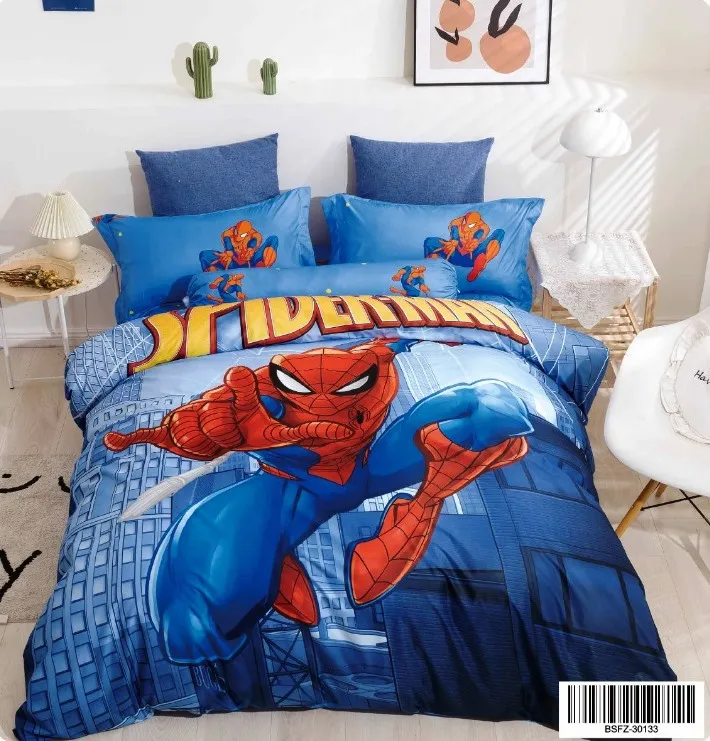 Spiderman Cartoon Comforter Set 800tc, Spiderman King Size Bedding Set