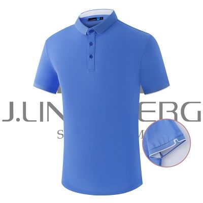 ⊙﹉▬ J.lindeberg เสื้อยืดโปโล แขนสั้น แห้งเร็ว ลาย Lindberg Golf สีทอง ฤดูใบไม้ร่วง