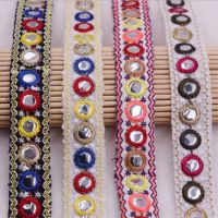 Mirror Embroidery Lace 23mm Trim Boho Gypsy Lace Ribbon Sawing Accessory for Fashion Clothes Bags Home DIY Decor Accessory 2yard