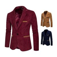 ZZOOI ZOGAA 2021 Fall Winter New Mens Suit Jackets Solid Slim Fit Single Button Dress Suits Men Fashion Casual Corduroy Blazer Men