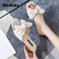 Ladies Shoes 2022 Summer New Hundred Tower Outside Wear Slippers Middle Heel Fashion Slippers Bow One Word Sandals and Slippers