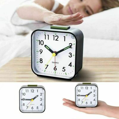 No Tick Bedside Night Light Clocks Light Quartz Alarm Clock Battery