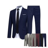 ZZOOI 2023 Trend Suit Two-piece Male British Gentleman Hair Stylist Groom Wedding Formal Suits For Men Wedding Jacket Full Blazer