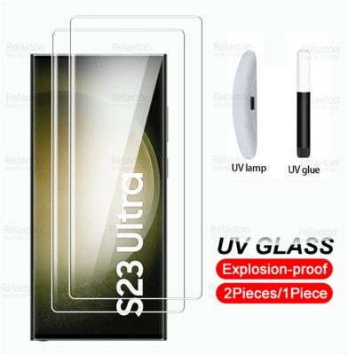 ✚ 1-2Pcs Full Curved UV Tempered Glass For Samsung Galaxy S23 Ultra Glass Samung S 23 Plus 23S 5G Screen Protector Protective Film