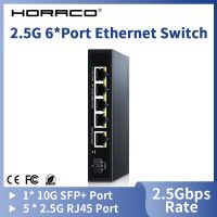 HORACO 2.5G Ethernet Switch 5 Port 2500Mbps Network Switcher 10G SFP Uplink Hub Internet Splitter Auto MDI/MDIX Plug and Play