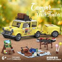 NEW LEGO MOC Bricks Tractor Car Model Building Blocks Art Tourist Picnic Car Educational Bricks Toys for Kids Gifts