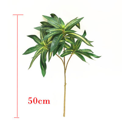 【cw】50cm Tropical Bamboo Artificial Palm Tree nch Fake Plants Silk Palm Leafs Tall Hydroponic Plant Potted For Home Desktop Decor