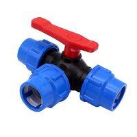 【YF】 1/2  3/4  1  1-1/4“ 1-1/2“ 2  PE Pipe Quick Connector 3-Way Valve T-type Plastic Ball Water Fitting